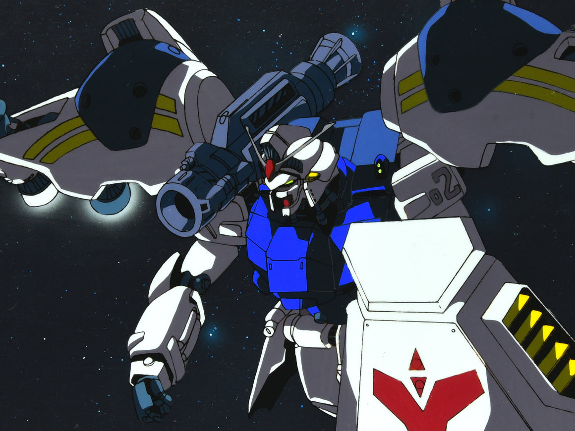 Mobile Suit Gundam 0083: Stardust Memory - GP02 Deploying Atomic Bazooka - 1-layer Production Cel w/ Background, Douga & CoA