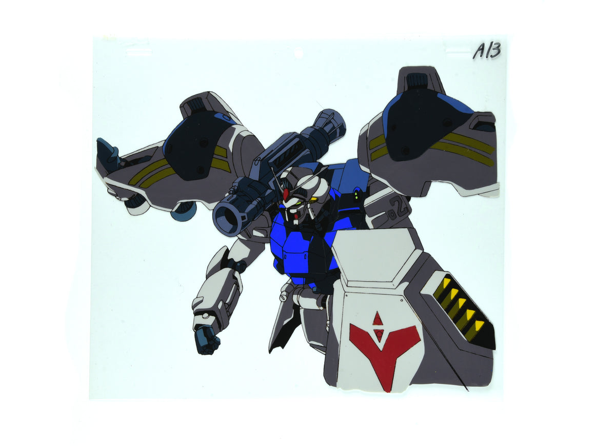 Mobile Suit Gundam 0083: Stardust Memory - GP02 Deploying Atomic Bazooka - 1-layer Production Cel w/ Background, Douga & CoA