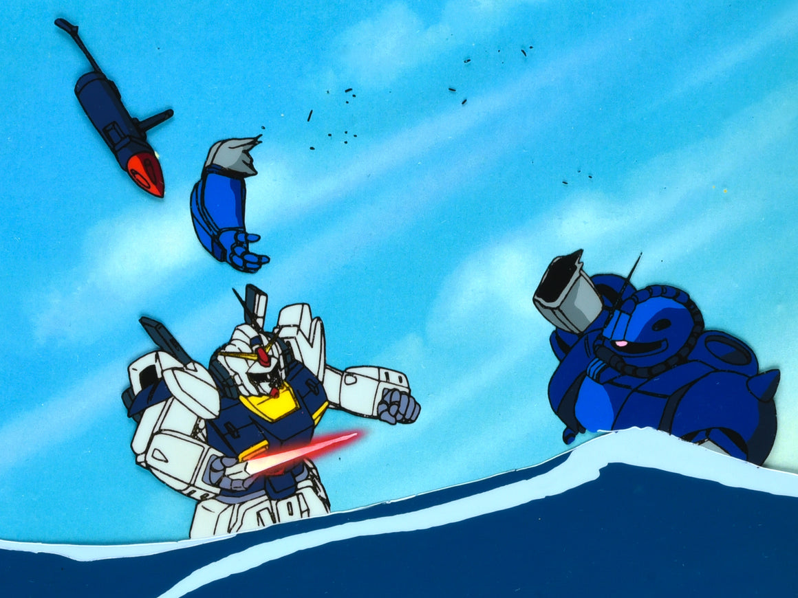 Mobile Suit Zeta Gundam - Gundam Mk-II vs Zaku Mariner  - 1-layer Production Cel w/ Copy Background