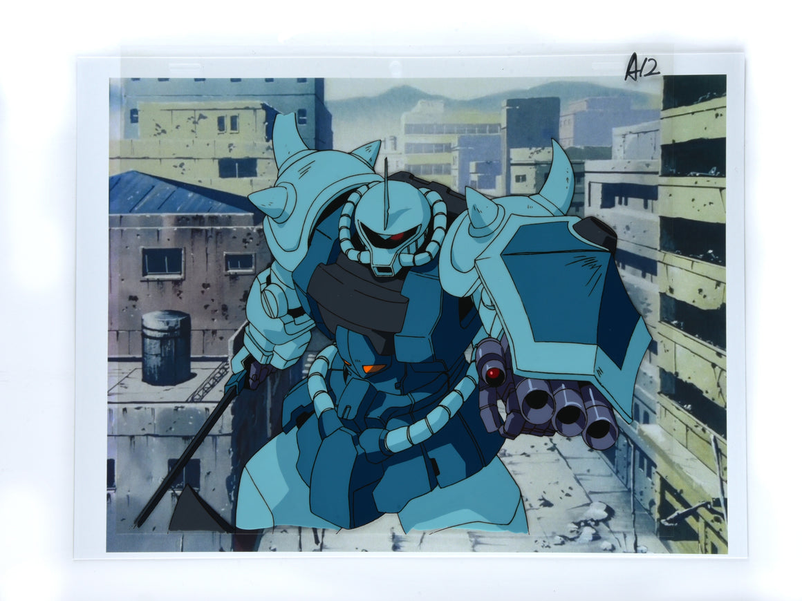 Mobile Suit Gundam The 08th MS Team - Gouf Custom - 1-layer Production Cel w/ Douga & Print Background