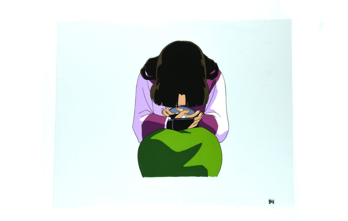 Inuyasha - Sango hiding behind a tree - Pan-size Production Cel w/ Douga & Print Background