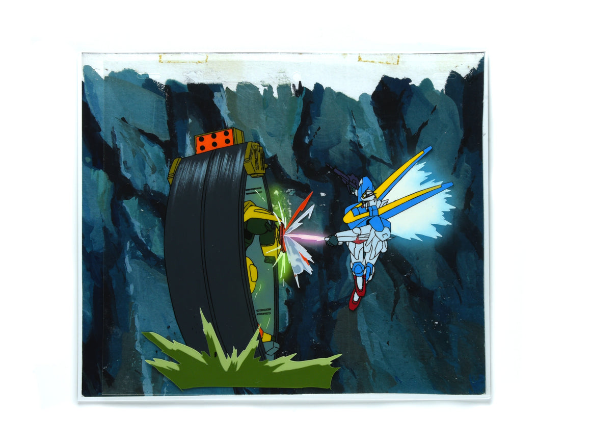 Mobile Suit Victory Gundam - V2 Gundam vs Gedlav - 1-layer Production Cel w/ Douga & Print Background