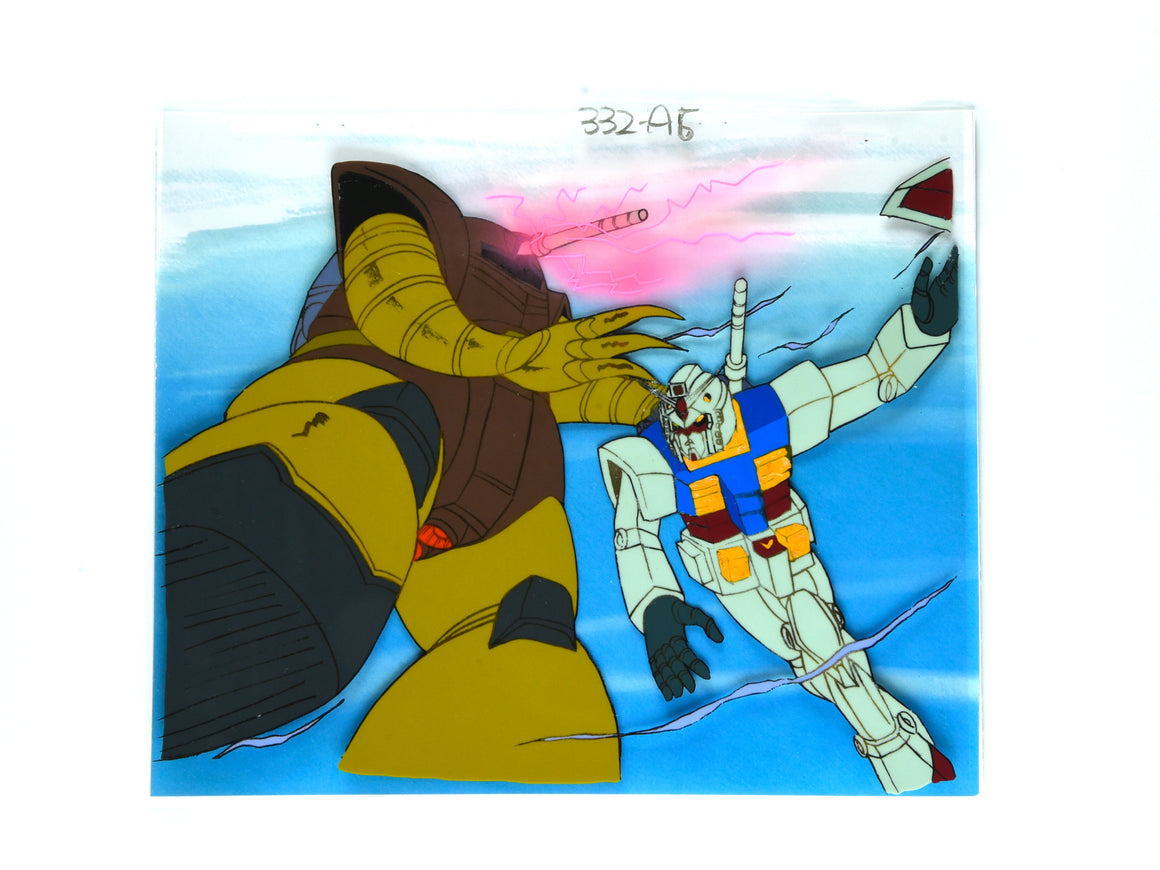 Mobile Suit Gundam - Gundam vs Gogg - 1-layer Production Cel w/ Douga & Print Background