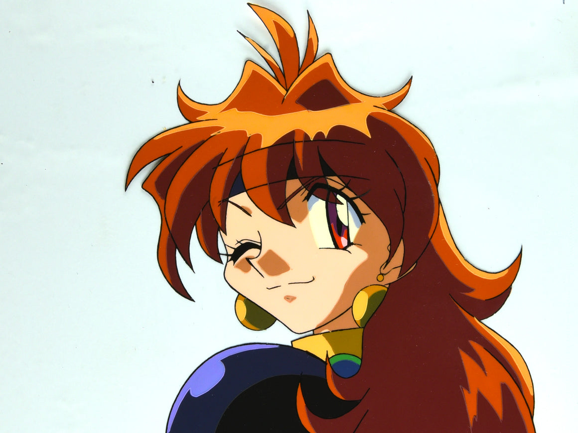 Slayers - Lina Inverse winking - 1-layer Production Cel w/ Douga Sketch