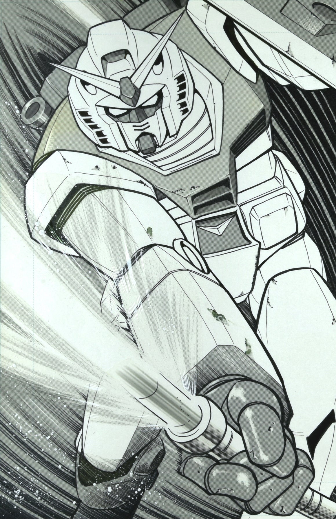 Mobile Suit Gundam - RX-78-2 Swinging the Beam Saber - Artist Original Published Manga Page