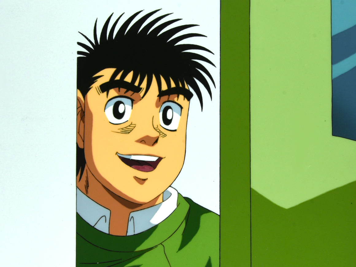 Hajime no Ippo - Ippo opening a door - 1-layer Production Cel w/ Douga