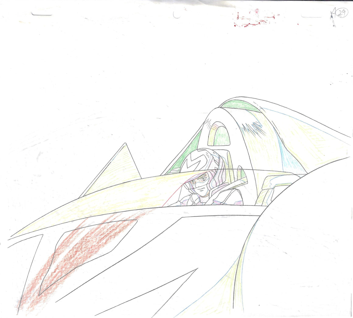 Speed Racer - Speed Racer in Mach 5 - 1-layer Production Cel w/ Douga & Printed Background