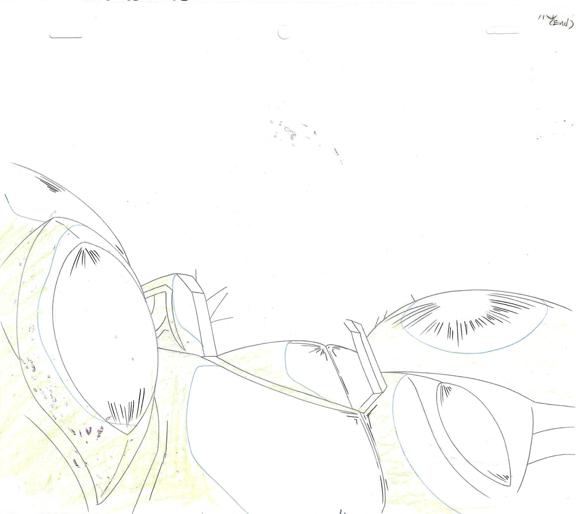 Cybuster - Cybuster close-up - 1-layer Production Cel w/ Douga Pencil Sketch & Print Background