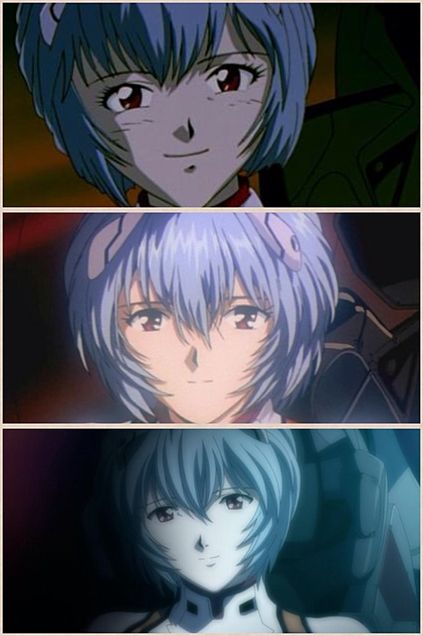 Neon Genesis Evangelion - "Smiling would be a good start" Ayanami Rei close-up - 1-layer Production Cel w/ Printed Background