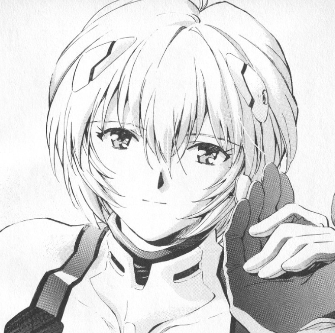 Neon Genesis Evangelion - "Smiling would be a good start" Ayanami Rei close-up - 1-layer Production Cel w/ Printed Background