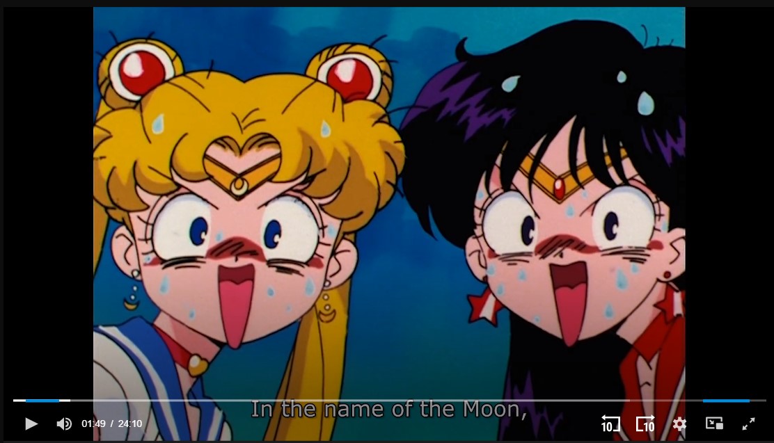 Sailor Moon - Thunderstruck Sailor Moon and Sailor Mars - 3-layer Pan-size Production Cel w/ Print Background