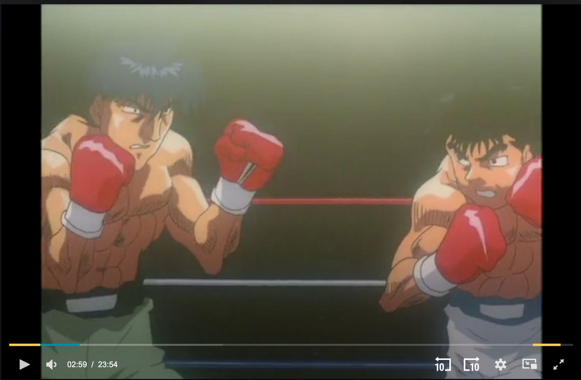 Hajime no Ippo - Ippo vs Okita - 2-layer Pan-size Production Cel w/ Douga & Print Background