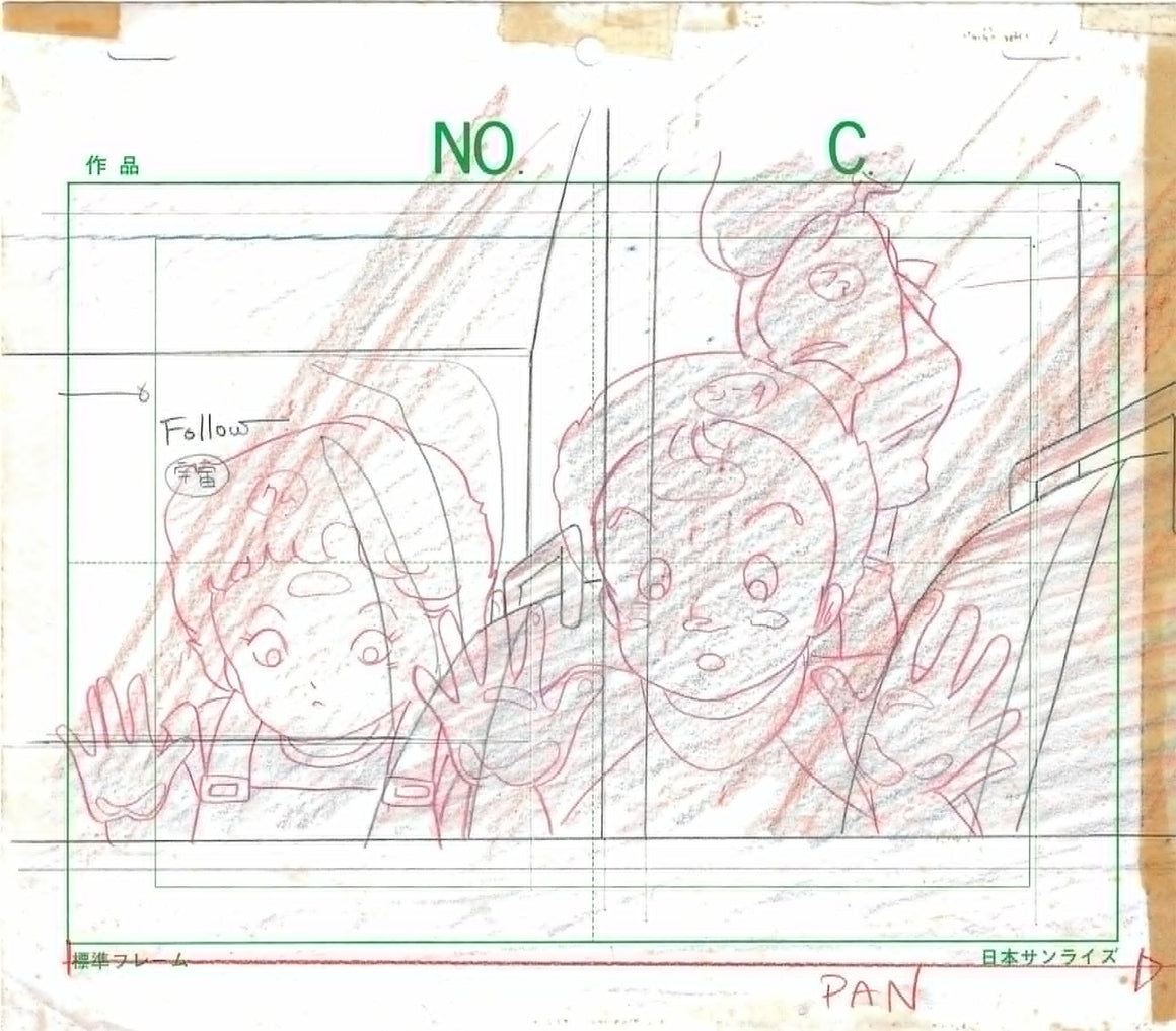 Mobile Suit Zeta Gundam - Kamille, Fa, Shinta, and Qum on the train - Pan-size Key Master Setup w/ Concept