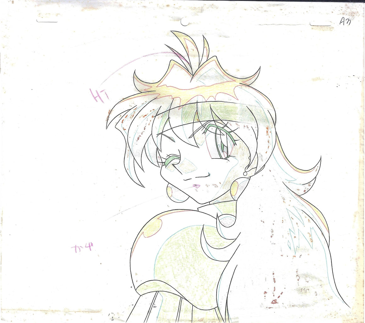 Slayers - Lina Inverse winking - 1-layer Production Cel w/ Douga Sketch