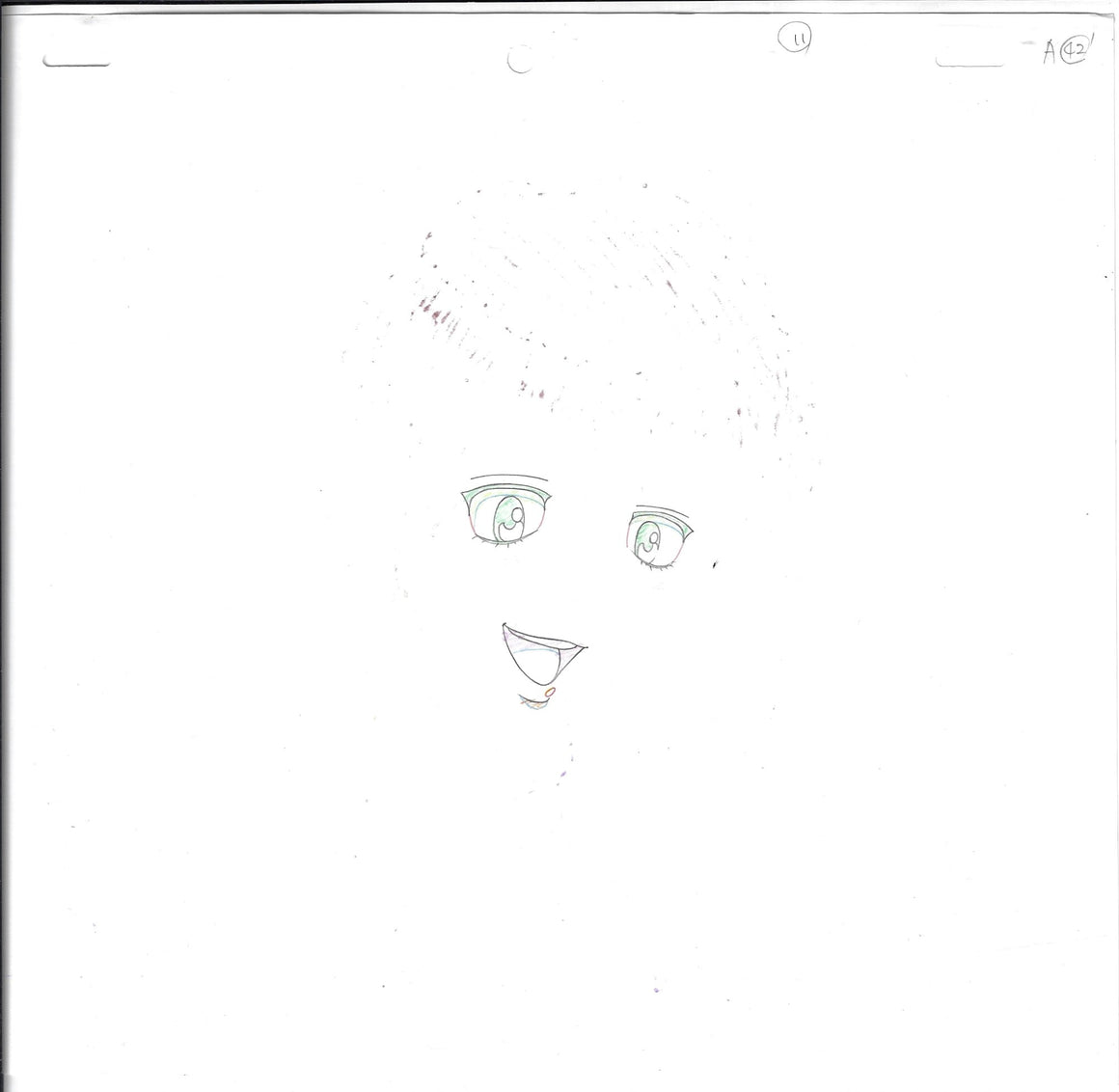 Hajime no Ippo - Dr. Yamaguchi Tomoko - 1-layer Production Cel w/ Douga & Print Background