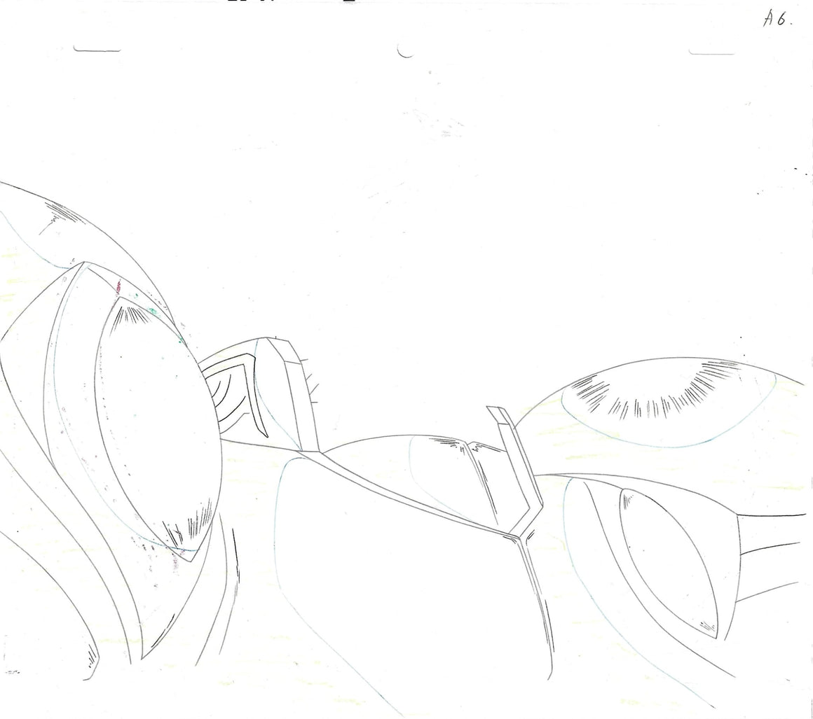 Cybuster - Cybuster close-up - 1-layer Production Cel w/ Douga Pencil Sketch & Print Background