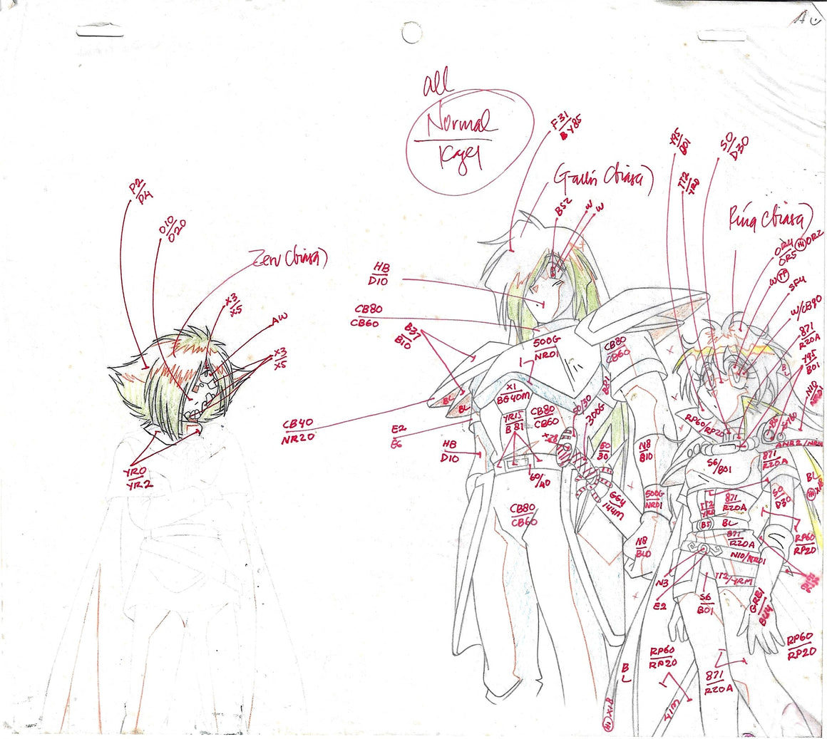 Slayers - Lina, Gourry, Sylphiel, & Zel from the Final Episode - Key Master Setup w/ Douga & Concept