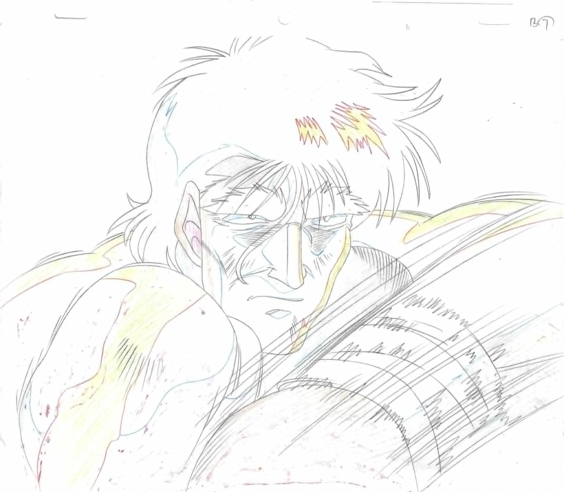 Hajime no Ippo - Mashiba deploying left flicker - 1-layer Production Cel w/ Douga