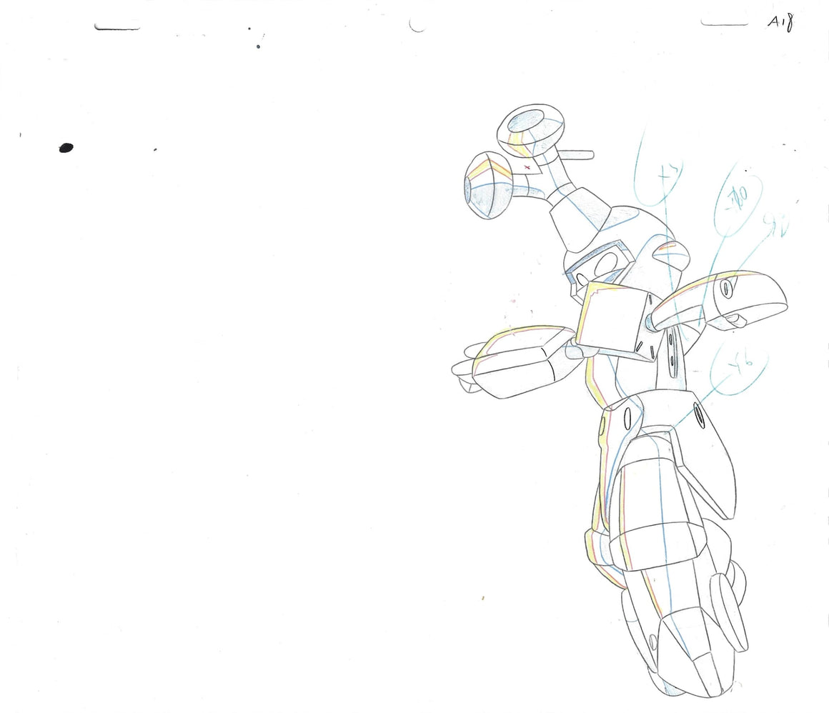 Medabots Damashii - Metabee vs Dorcus - 2-layer Production Cel w/ Douga & Copy Background