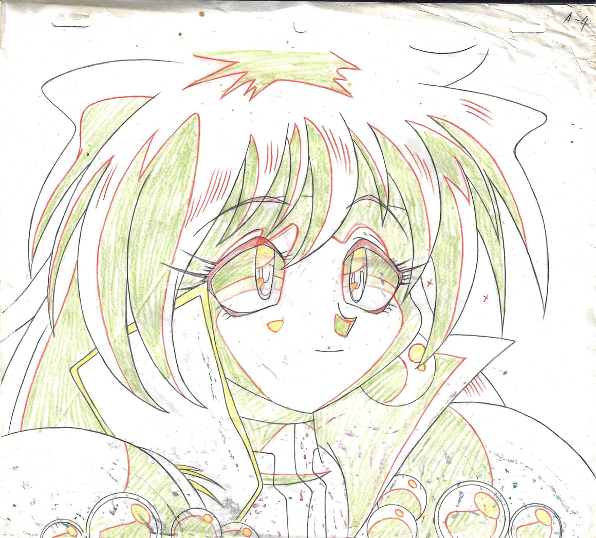 Slayers - Lina Inverse with White Hair - 1-layer Production Cel w/ Douga Sketch