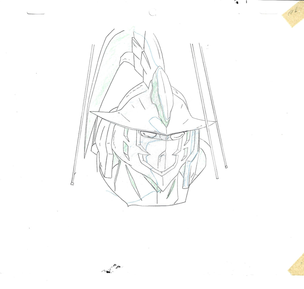 Cybuster - Cybuster being reeled up - 1-layer Production Cel w/ Douga Pencil Sketch