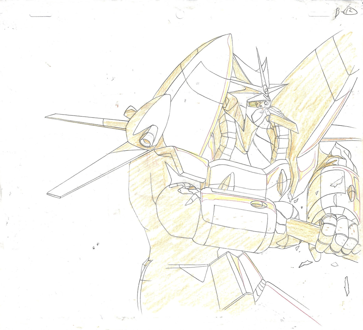Gunbuster - Gunbuster catching the space monster - 1-layer Production Cel w/ Douga & Printed Background