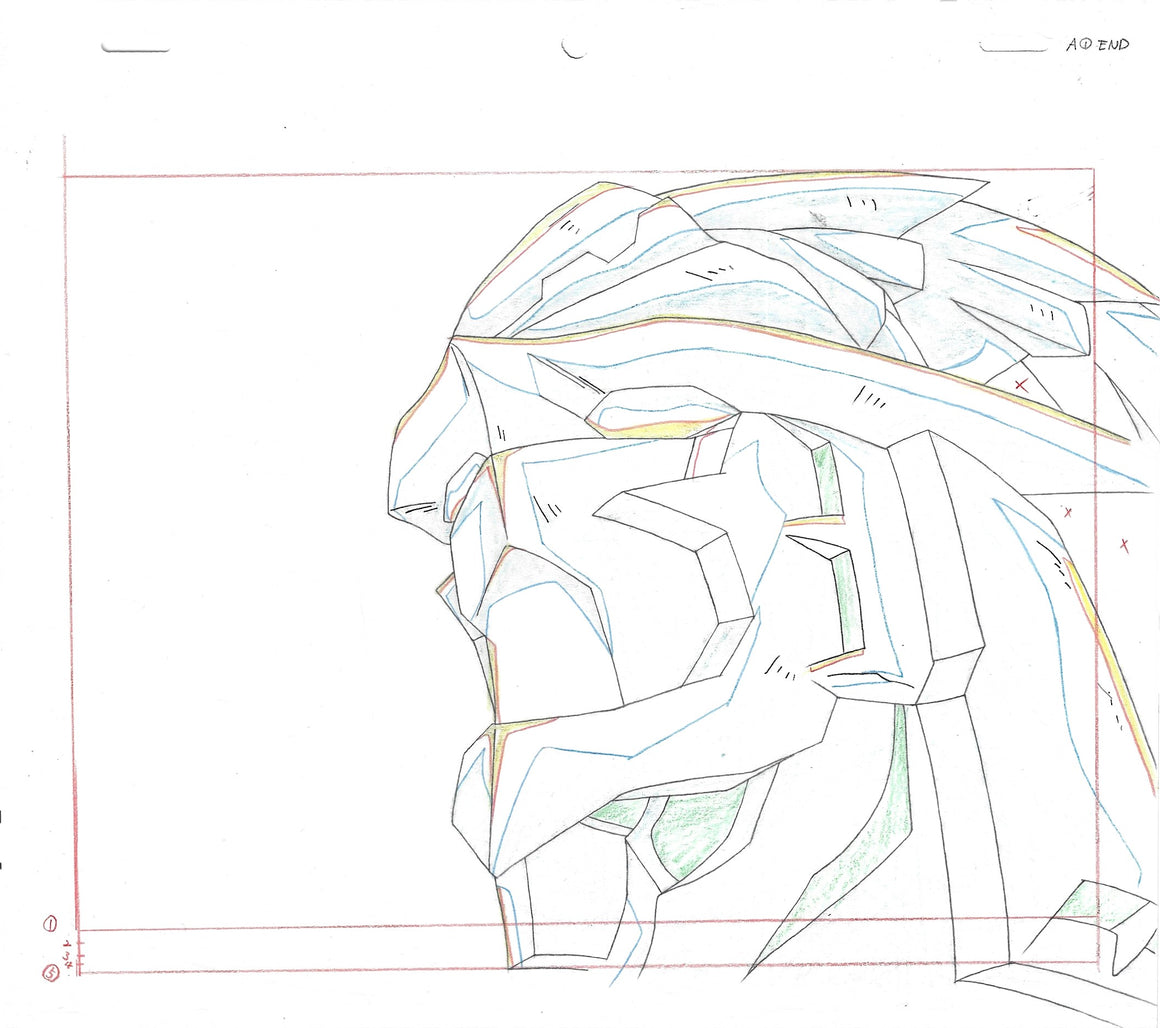 Cybuster - Cybuster close-up - 1-layer Pan-size Production Cel w/ Douga Pencil Sketch