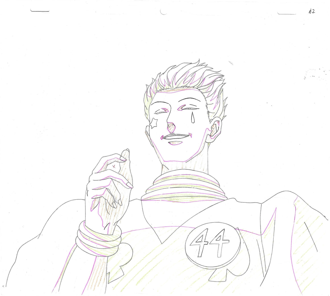 Hunter × Hunter - Hisoka with the number tag - 1-layer Production Cel w/ Douga Pencil Sketch