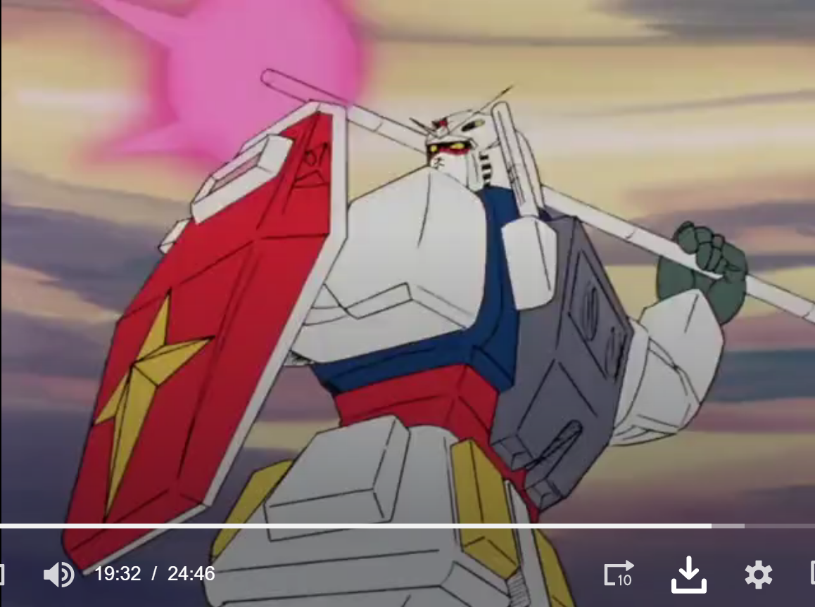 Mobile Suit Gundam - Gundam throwing the Beam Javelin - 1-layer Production Cel w/ Background & CoA