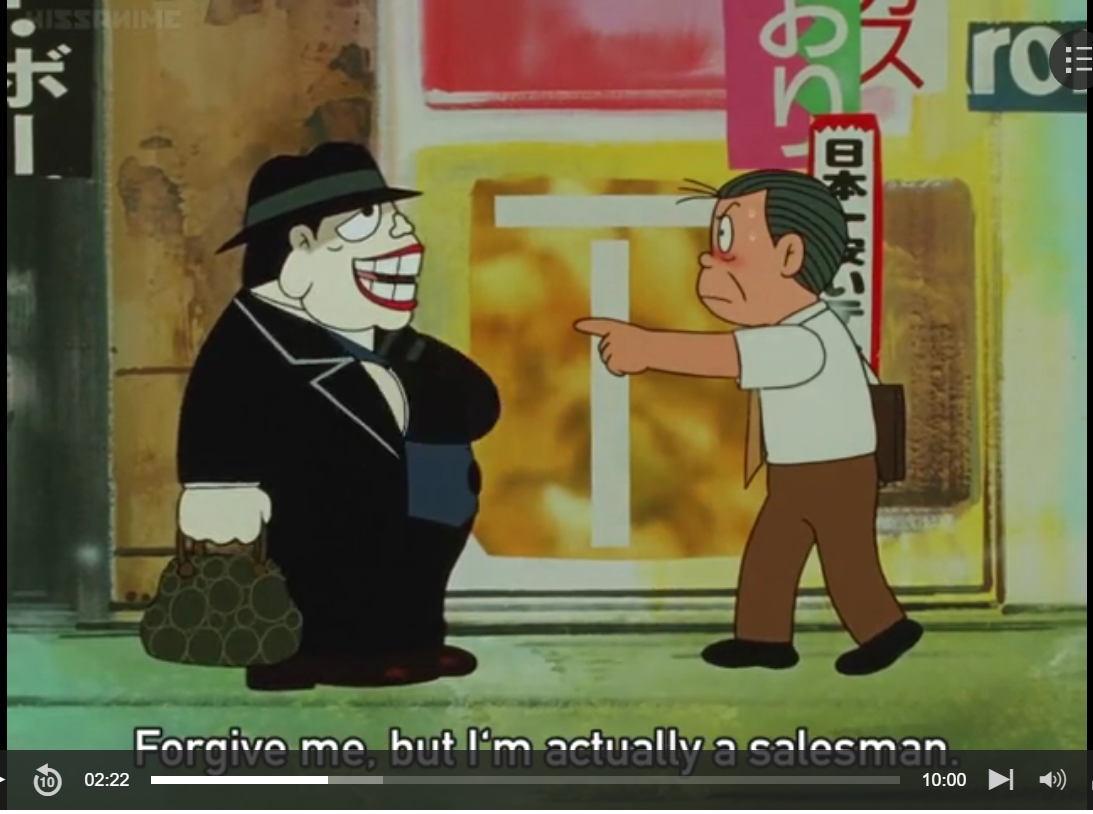 The Laughing Salesman - Moguro and Hande - 2-layer Production Cel w/ Copy Background & Douga