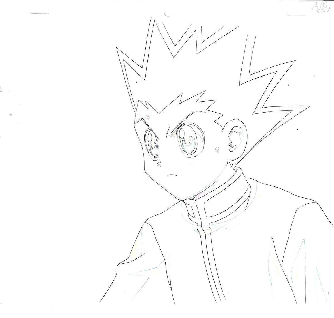 Hunter × Hunter - Nervous Gon - 1-layer Production Cel w/ Douga Pencil Sketch