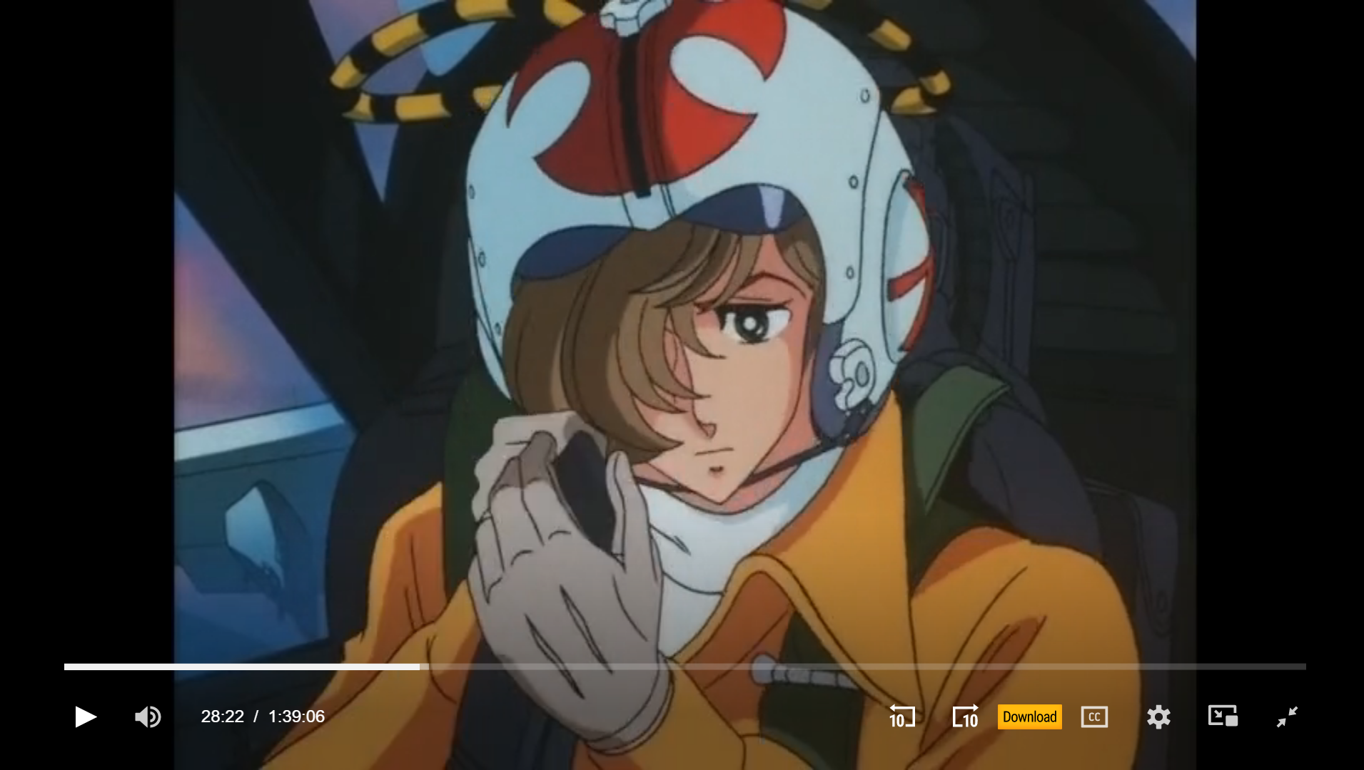 セ。エリア88セル画。 Area 88 - Kazama Shin close-up with helmet - Timeless Cel