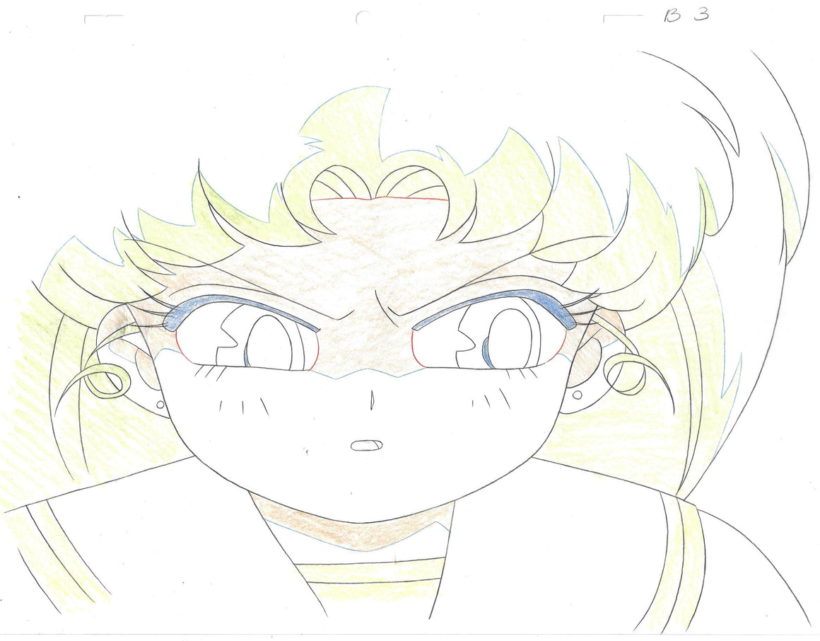 Sailor Moon - Chibi Usa from the debut episode - Pan-size Key Master Setup w/ Douga Pencil Sketch and Background