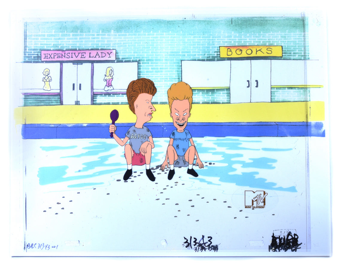 Beavis and Butt-Head - Deserted in the mall fountain - 2-layer Production Cel w/ Printed Background
