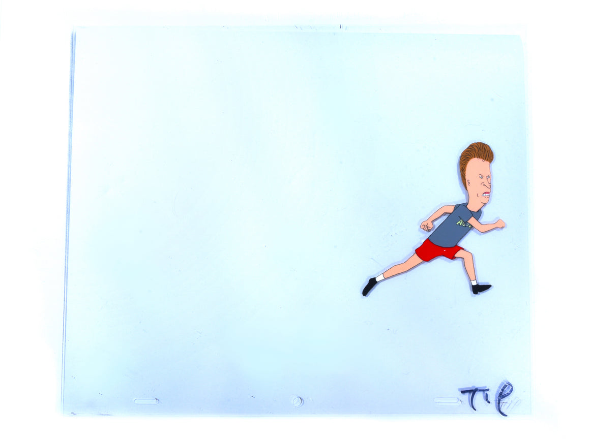 Beavis and Butt-Head - Running in the sperm bank - 2-layer Production Cel w/ Matching Background