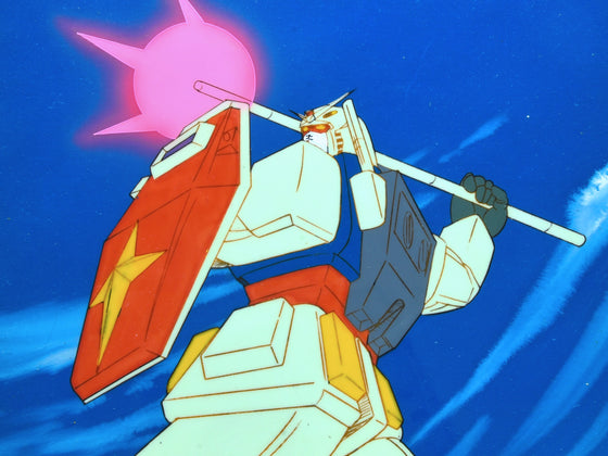 Mobile Suit Gundam - Gundam throwing the Beam Javelin - 1-layer Production Cel w/ Background & CoA
