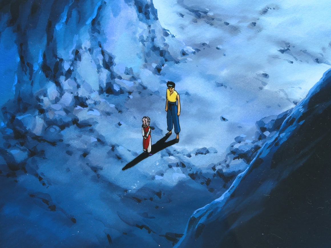 YuYu Hakusho - Yusuke and Genkai in the cave before the final battle with Toguro - 1-layer Production Cel w/ matching original background & Concept