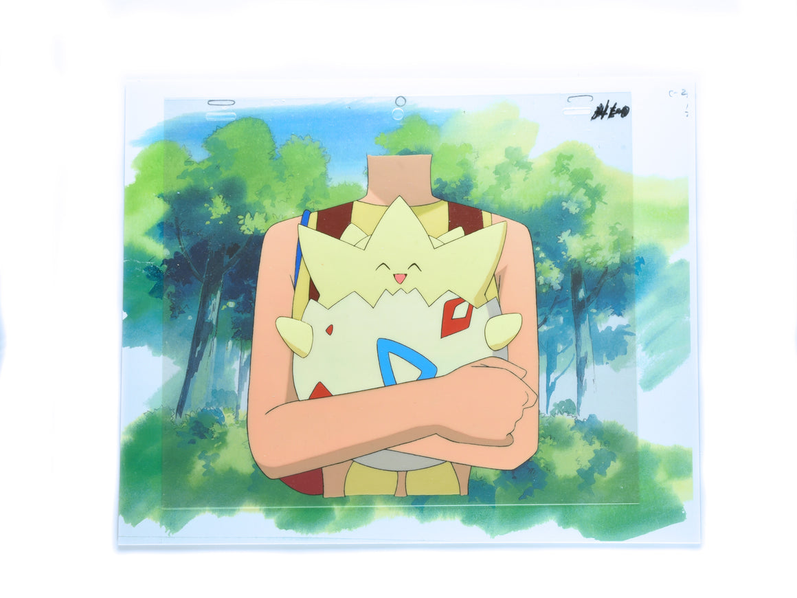 Pokémon - Togepi in Misty's arms - 3+1-layer Production Cel w/ Douga & Copy Background