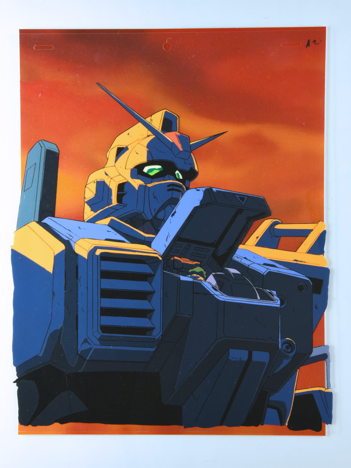Mobile Suit Gundam The 08th MS Team - Gundam and Shiro in sunrise - Pan-size Production Cel w/ Douga & Copy Background