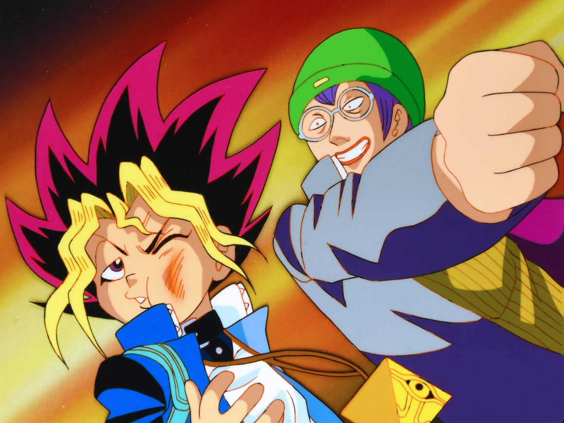 Yu-Gi-Oh! - Yugi getting punched by a bully - 1-layer Promotion Cel w/ Printed Background