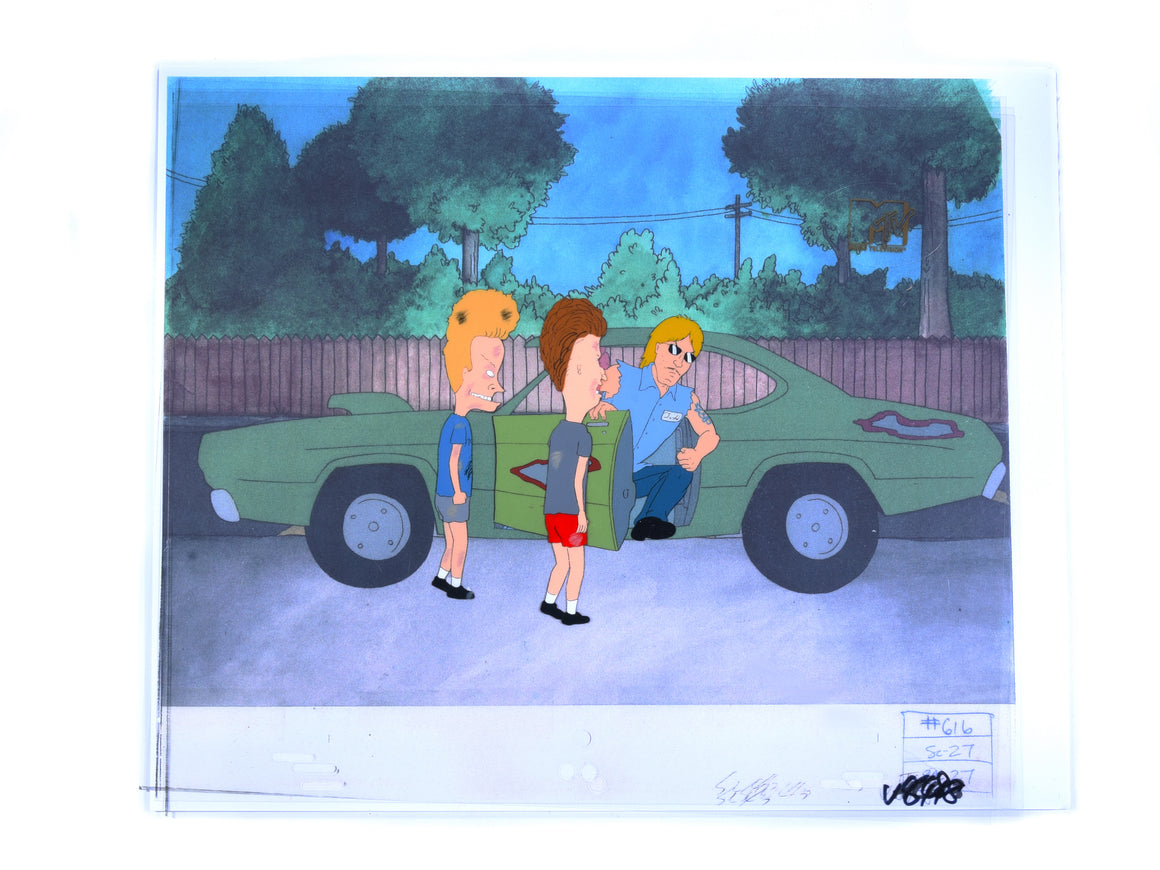 Beavis and Butt-Head - Todd getting out of the car - 3-layer Production Cel w/ Print Background