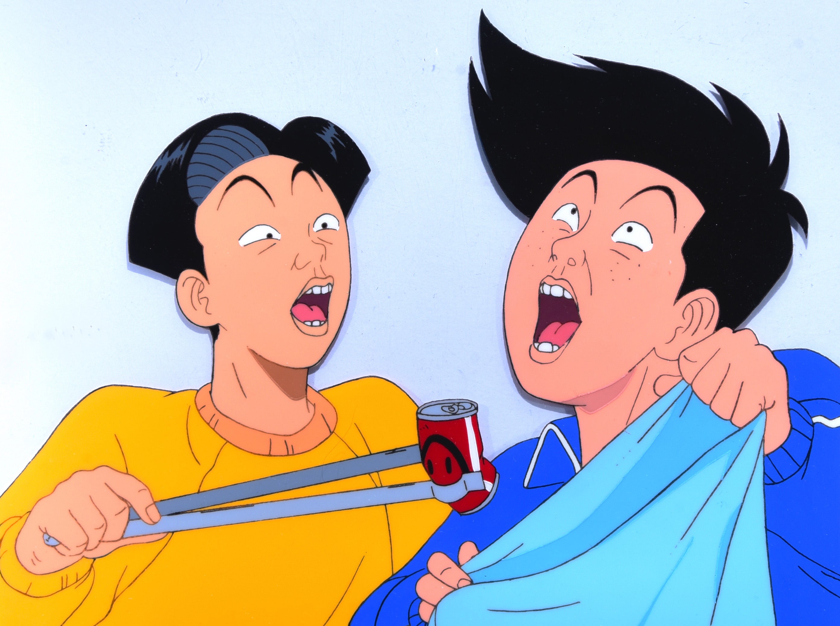 Ping Pong Club - Maeno and Izawa picking up trash - 1-layer Production Cel  w/ Douga