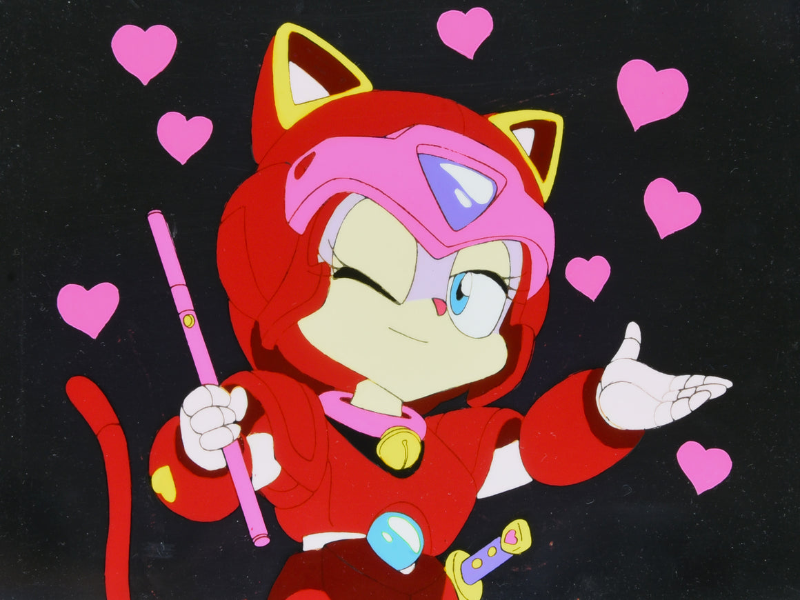 Samurai Pizza Cats - Polly Appearance Bank Cel - 2-layer Production Cel