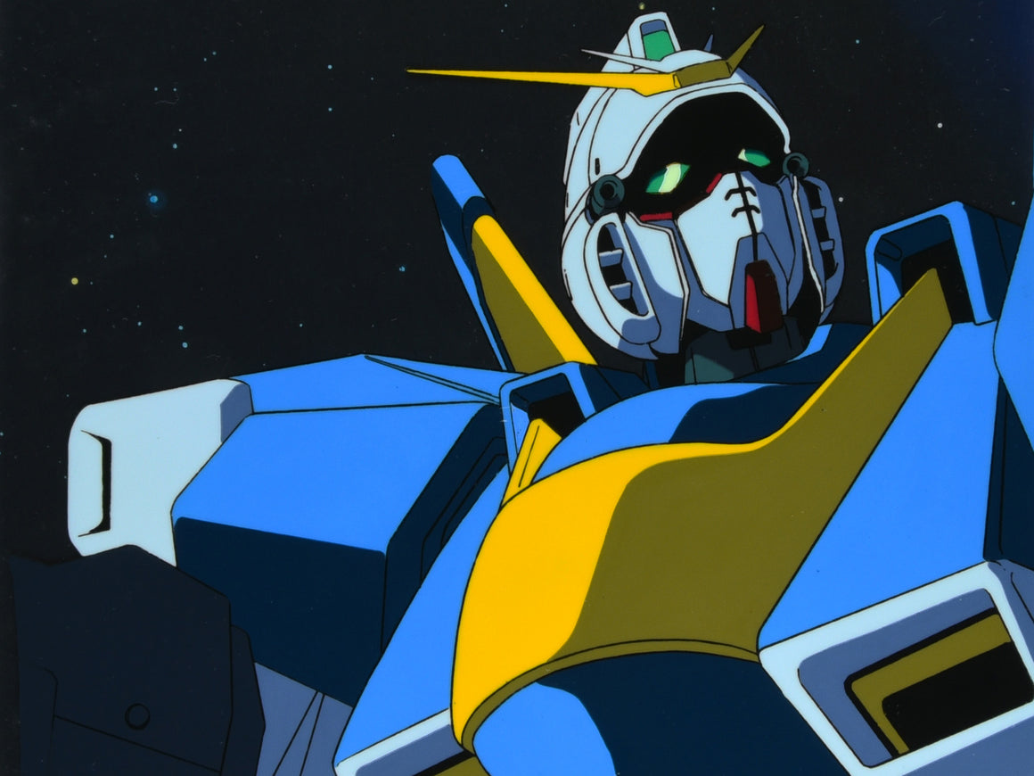 Mobile Suit Victory Gundam - V2 Gundam close-up from OP theme song - 1-layer Production Cel w/ Background