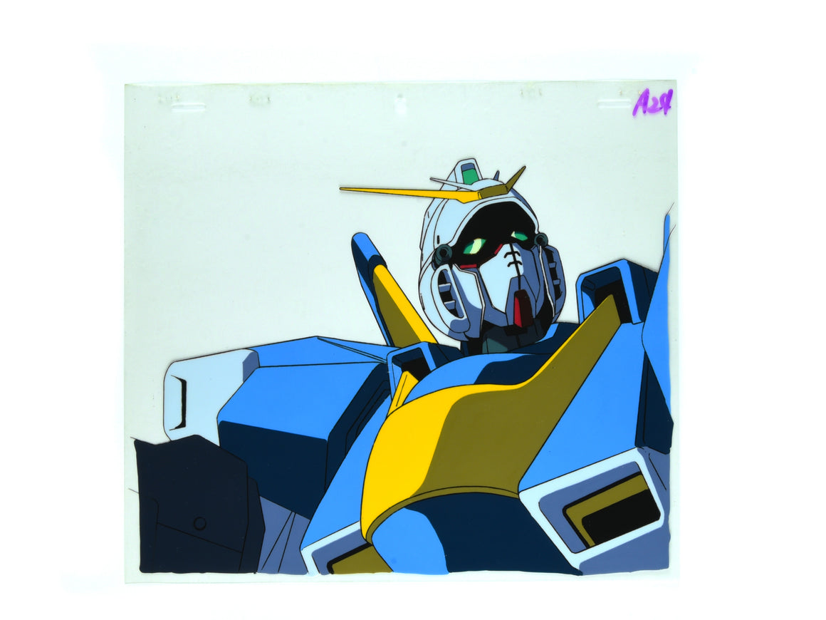 Mobile Suit Victory Gundam - V2 Gundam close-up from OP theme song - 1-layer Production Cel w/ Background