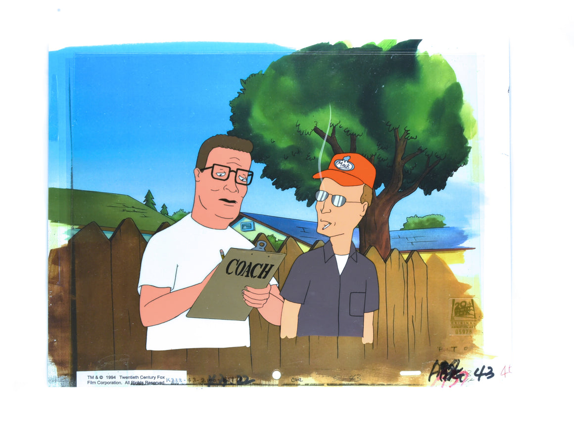 King of the Hill - Hank and Dale in the alleyway - 3-layer Production Cel w/ matching printed background