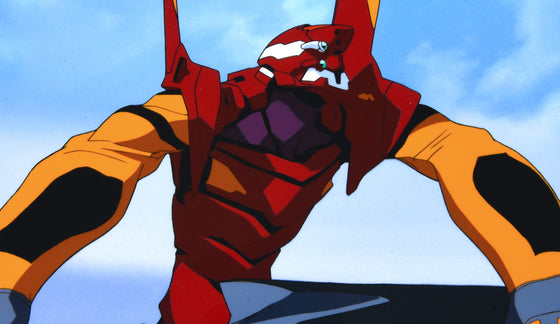 Neon Genesis Evangelion - Unit 02 with the copied Lance of Longinus - 1-layer Production Cel w/ Printed Background