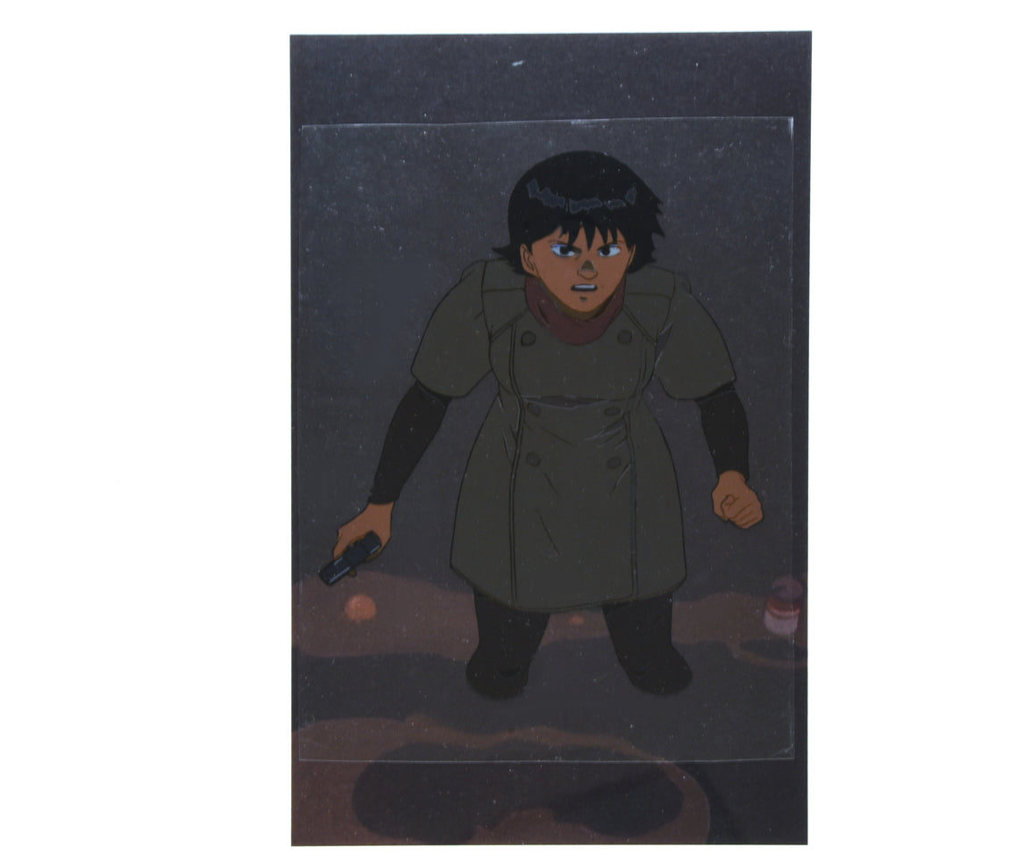 AKIRA - Kei with a gun in the sewer - 1-layer Production Cel w/ Copy Background & Douga