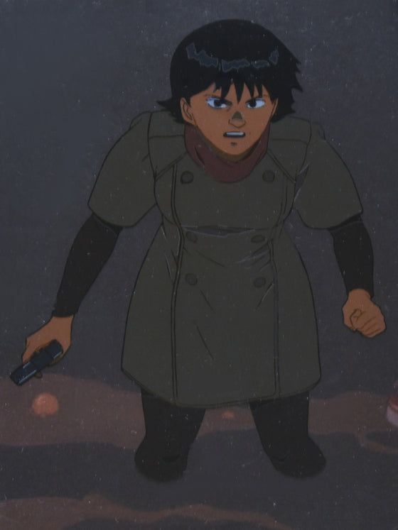 AKIRA - Kei with a gun in the sewer - 1-layer Production Cel w/ Copy Background & Douga