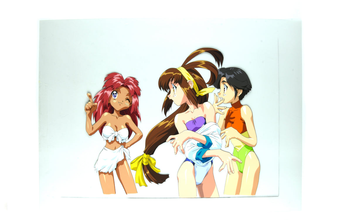 Battle Athletess Daiundoukai - Akari, Ichino, & Tanya - Hanken Cel w/ Original Background & Studio Framing